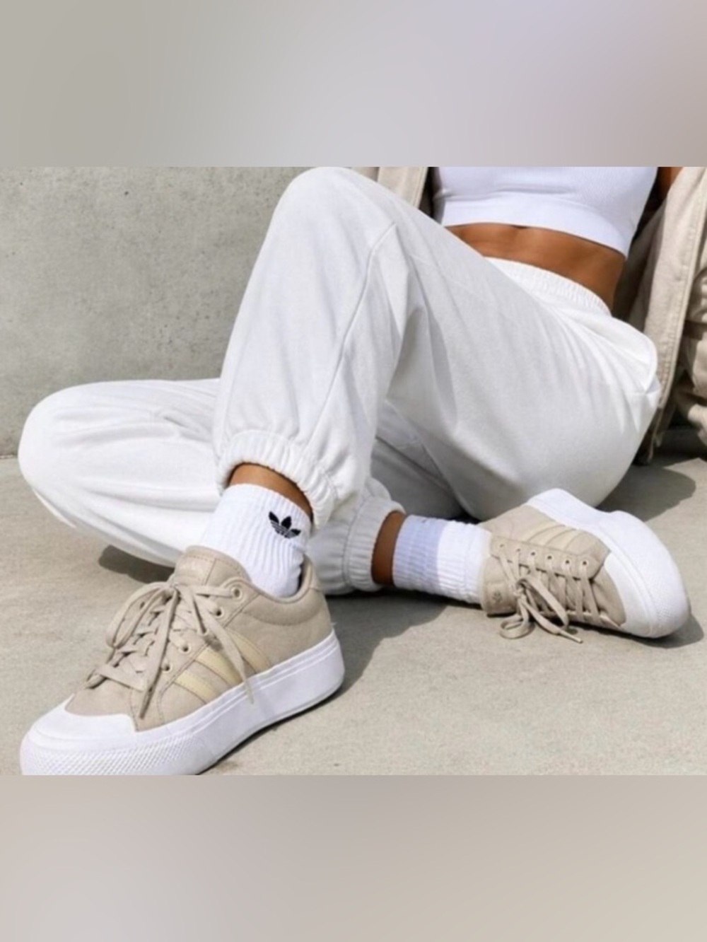 MAKE AN OFFER - ADIDAS Bravada Platform 2.0 Canvas Leather Sneakers Tan Beige